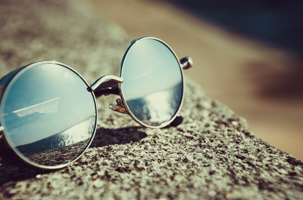 glasses with view of sky